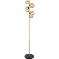 Globo Lighting Golvlampa Riha, Creme / bärnsten, Vardagsrum / matsal, Glas, Golvlampa