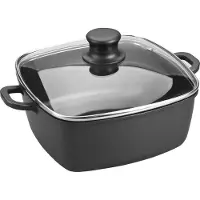 Lacor 25829 - Fyrkantig gryta med Forte Glaslock, 28 cm Aluminium - Svart. Kompatibel med induktionsspis. 7,5 L. Tål diskmaskin
