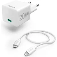 Hama USB-laddare 20.00 W 1x USB-C, 1x Apple Lightning Vit Inomhus