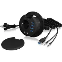 Raidsonic 60633 USB-hubb 4 Port USB-A, Audio, 2.0 (3,5 mm teleplugg) USB 3.1 Gen1 5 GBit/s Svart IB-HUB1430, 4 Port USB 3.0 Type-A Tisch-Hub mit Audio