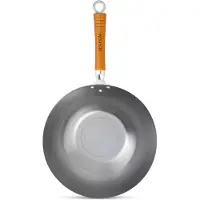 Ken Hom WOK CLASSIC CARBON, Rund, Wokpanna, Rostfritt stål, Kolstål, Keramiska, gas, halogen, Induktion, Trä