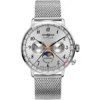 Zeppelin Hindenburg LZ129 7036M-1 7036M1 Quartz Moon Phase herrklocka vit