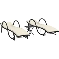 vidaXL Solsängar 2 st med bord svart konstrotting