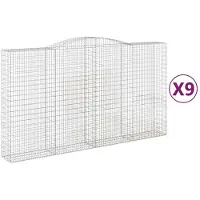 vidaXL Gabioner bågformade 9 st 400x50x220/240 cm galvaniserat järn