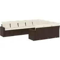 vidaXL Loungegrupp 10 delar med brun dynor konstrotting