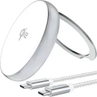 4smarts induktionsladdare 15 W Kickstand 540987 Utgångar Magnetanslutning Silver, Vit
