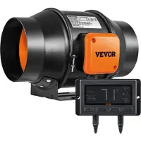 Vevor Inline-kanalfläkt, 6-tums 402 CFM med temperatur- och fuktighetsregulator, tyst EC-motorventilationsfläkt för kylförstärkare, odlingstält, hydroponik