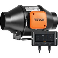 Vevor Inline-kanalfläkt, 102 mm 129,7 CFM Tyst EC-motorventilationsfläkt, med temperatur- och fuktighetsregulator för kylförstärkare, odlingstält, hydroponik