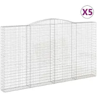 vidaXL Gabioner bågformade 5 st 400x30x220/240 cm galvaniserat järn