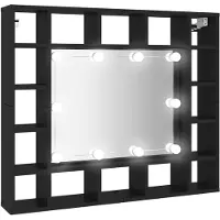 vidaXL Spegelskåp Med LED-belysning, Svart, 91X15X76,5 Cm