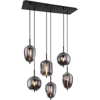 Globo Lighting Glas pendellampa Blacky, dimbar, Aluminium / grå / zink, Vardagsrum / matsal, Glas, Pendellampa