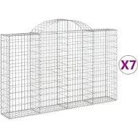 vidaXL Gabioner bågformade 7 st 200x30x120/140 cm galvaniserat järn