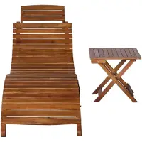 vidaXL Solsäng med bord massivt akaciaträ brun