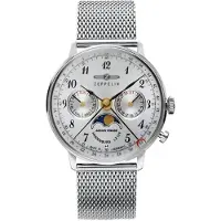Zeppelin LZ129 Hindenburg Moonphase Silver Urtavla Quartz 7037M1 Damklocka silver