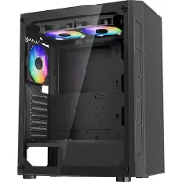 Vevor PC-spelchassi, mid-tower, datorchassi med högluftsflödespanel i härdat glas, dammfilter, 3 x 120 mm ARGB-fläktar, enkel kabelhantering, för GPU upp till 320 mm i längd, för ATX / M-ATX / ITX