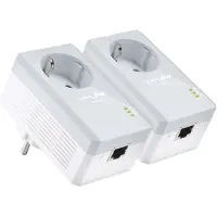 TP-LINK TL-PA4010PKIT AV500+ Powerline Kit with AC Pass Through - PowerLine adaptersats HomePlug AV (HPAV) - vägginsticksbar (paket om 2)