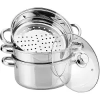 KINGHOFF ångkastrull i stål, 4-delat set, 24 cm, 5 l