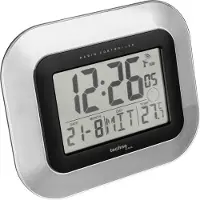 Techno Line WS 8005 DCF Väggklocka 22.8 mm x 22.8 cm x 18 cm x 2.8 cm Silver, Svart Stor display
