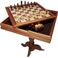 Vevor 3-i-1 schack och dam backgammonbord, 18 tums premium träschackbord, lyxigt kombinationsspel, schackset, brädspel, present till familjen