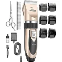Oneisall P2 Trimmer för husdjur / Klippare + sax + kam set (guld)