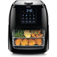 Sogo 1800 Varmluftsfritös 6 l 1800 W Överhettningsskydd, steglös temperaturregulator, Timerfunktion, med display, Fönster, Tål maskindisk Svart