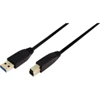 Logilink 1m USB 3.0, 1 m, USB A, USB B, USB 3.2 Gen 1 (3.1 Gen 1), Hane/hane-kontakt, Svart