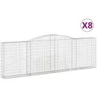 vidaXL Gabioner bågformade 8 st 400x30x120/140 cm galvaniserat järn