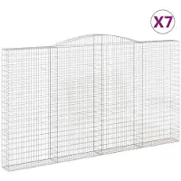vidaXL Gabioner bågformade 7 st 400x30x220/240 cm galvaniserat järn