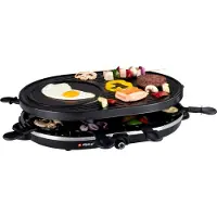 Alpina 871125218240 Raclette 8 pannor, Non-stick-beläggning, Kontrolljus Svart