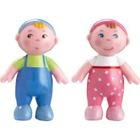 Haba Little Friends Babies Marie & Max - 2,5" Twin Baby Dollhouse Toy Figures (2-delade set)