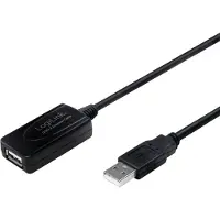 Logilink USB-kabel USB 2.0 USB-A kontakt, USB-A uttag 15.00 m Svart Aktiv med signalförstärkning UA0145