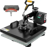 Vevor värmepress, 15x15 tum / 38x38 cm, 2-i-1 clamshell sublimeringsskrivare med teflonbeläggning, digital exakt värmekontroll, kraftpress för t-shirts, hattar och kepsar