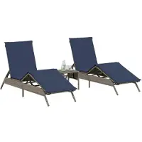 vidaXL Solsängar 2 st med bord grå konstrotting