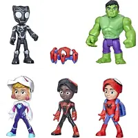 Hasbro Spidey and His Amazing Friends - F1486 - Pack 6st Actionfigurer 10cm - Spidey, Trac-e, Ghost Spider, Morales, Hulk, Panther