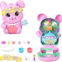 Mattel Polly Pocket Bunny Tea Party Compact Set - 1 liten docka, 2 kaninfigurer och tillbehör (JCR40)