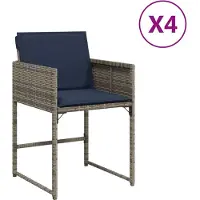 vidaXL Trädgårdsstolar med dynor 4 st grå konstrotting