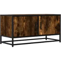 vidaXL Tv-bänk rökfärgad ek 80x34,5x40 cm konstruerat trä och metall