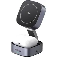 UGREEN 2-i-1 Qi-induktiv laddare W702 iPhone, AirPods, 15W grå