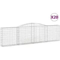 vidaXL Gabioner bågformade 20 st 400x30x100/120 cm galvaniserat järn