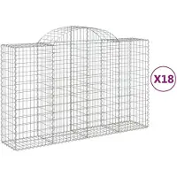 vidaXL Gabioner bågformade 18 st 200x50x120/140 cm galvaniserat järn