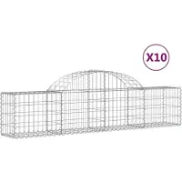 vidaXL Gabion bågformad 10 st 200x30x40/60 cm galvaniserat järn