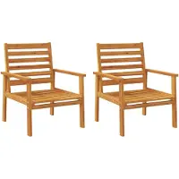 vidaXL Set med 2 Trädgårdsfåtöljer, Stolar med Armstöd, Sittplatser med Ryggstöd, Utemöbler för Terrass, Trä 366374