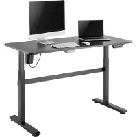Ergo Office eldrivet skrivbord, höjdjusterbart, grått, maxhöjd 118 cm / 50 kg - bordsskiva för sittande arbete, ER-434