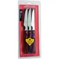 Jamon Set med 6 biffknivar - ARCOS - Trähandtag - Mikrotandade blad i rostfritt stål