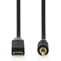 Nedis USB-C(tm) Adapter | USB 2.0 | USB-C(tm) Hane | 3.5 mm Hane | 1.00 m | Rund | Guldplaterad | PVC | Svart | Låda