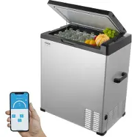 Vevor Bilkylskåp, 12 volt bilkylskåp, 70 l bärbar frys med en zon, justerbart temperaturområde -4℉-68℉, 12/24V DC och 100-240V AC kompressorkylare för utomhusbruk, camping, husbil