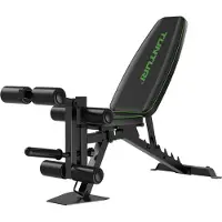 Tunturi UB60, Justerbar styrketräningsbänk, 150 kg, Hamstrings, Lårmuskler (quadriceps), Platt och nedåtlutad, Svart, 600 mm
