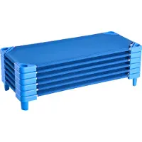 Vevor Stapelbar barnsäng, 6-pack, bärbara tupplurar för småbarn, standardstorlek 132 cm L x 63 cm B, dagvårdssängar för barn, förskoleklassrum, dagvårdssängar för att sova, vila, tupplur, blå