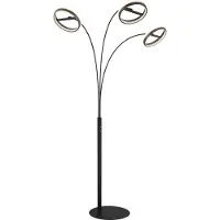 Globo Båglampa Della, dimbar, Svart, Vardagsrum / matsal, Aluminium / grå / zink, Modern, Golvlampa
