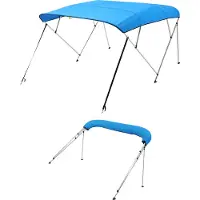 Vevor Biminitopp för båt med 4 bogar, 600D polyesterkapell med aluminiumram, vattentätt och solskyddande båtmarkiskapell med förvaringsväska, 2 stödstänger, 4 remmar, 236 cm L x (227 cm B x 147 cm H),